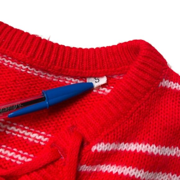 70s vintage stripe short sleeve sweater top boho 1970s acrylic tie neckline. - Picture 4 of 5